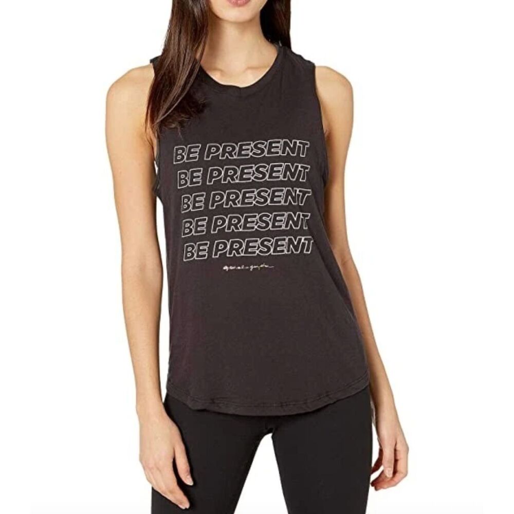 SPIRITUAL GANGSTER‎ Be Present Graphic Muscle Tee Black Small